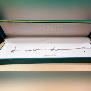 Rachel Zoe Sterling Silver Clover White Enamel Bracelet stamped 925 7.5"